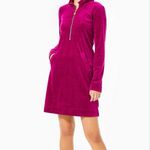 Lilly Pulitzer  Skipper Ruffle Dress Bordeaux Berry Velour Pocket Winter Party XL Photo 4