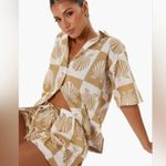 Petal and Pup  Checkered Seashell Print Cotton Button Up Shirt Photo 0