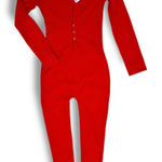 Leg Avenue  Women’s Sexy Red Cozy Brushed Ribbed Long Johns Sz S/M Flap Opening Photo 0