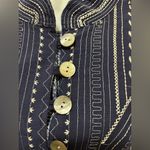 John Mark  Embroidered Lined Jacket Blue Cream Sz XL Contrast Cuff Lagenlook Photo 6