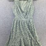 Japna  Women's Dress Mint Green Eyelet Sleeveless Size Large Surplice Ruffle Hem Photo 0