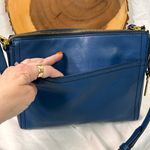 Fossil  Navy Blue Leather Crossbody Purse Zippered Top No1954 Photo 6