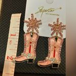 Pink Cowboy Boot Earrings with Rhinestones NWT Photo 2