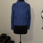 Blue Blush Cozy Blue Faux Corset Back Mockneck Sweater NWOT Photo 1