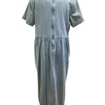 Erika Vintage Denim Maxi Dress 90's Flower Buttons XL Photo 4