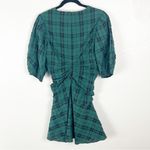 Tanya Taylor Emmaline Green Black Plaid Puff Sleeves Back Pleating Mini Dress 2 Photo 1