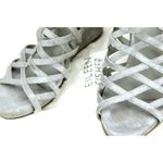 Eileen Fisher Women's 9 M  Cage Wedge Shoe Sandal Metallic Silver + Bag EUC Photo 4