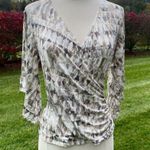 MSK V Neck Foil Knit Faux Wrap top size small Gray Photo 3
