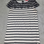 Elle  Womens Blk Wht Stripe Lace Detail Top‎ Cap Sleeve Size Xs Photo 0
