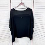 Thalia Sodi Sheer Shoulder Draped Batwing Sleeve Shirt Black Large Photo 7