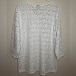 Chico's White Geometric Open Knit Crochet Top Womens Size 3 XL Lightweight Boho Photo 1