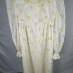 Daisy Vintage Handmade White Floral Yellow Maxi Dress Short Sleeve Med Lace Trim Photo 0