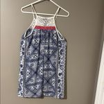 Trixxi  Blue and White Sleeveless Halter Sundress Photo 2