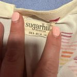 Sugarhill Cream Short Sleeve Button Down Blouse with Rainbow Lightning Design Red Size 8 Photo 5