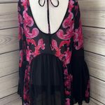 Free People Intimately  Black & Pink Bell Sleeve Slip Dress Photo 8