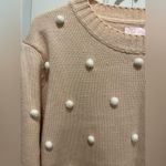 Pink Lily  Adorable Light Pink Lightweight Pom Sweater Sz L EUC Photo 1