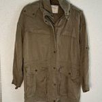 ZARA Green Jacket 100% Tencel Gorpcore Oversized Hooded Zip Snap Front Grunge Photo 0