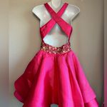 Mac Duggal Bright Pink A-Line Fit & Flare Floral Beaded Petticoat Formal Dress 2 Photo 6