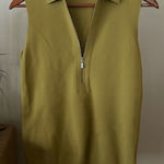 Lafayette 148 New York Zip Knit Sleeveless Tank Top Blouse Green Collar Size S Photo 0