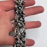 Chico's Chico’s Elsa Beaded Stretch Bracelet EUC Sz OS Braided Silver Black Tan White Photo 5