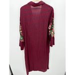 ZARA Cardigan Women SMALL Red Navy Blue Plaid Button Front Maxi Dress Duster Photo 1