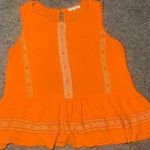 Copper Key Size Large, Anthropology  Orange Embroidered Fringe Sleeveless Tank Top Shirt Photo 0