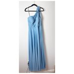 Azazie NWT CHARLIZE Steel Blue A-Line One Shoulder Mesh Dress size 14 Photo 2
