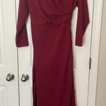 Boohoo ‎ Bodycon Stretch Knit Maxi Dress Size 20 Burgundy Plus Size With Slit Photo 0