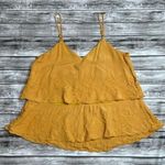 Abbeline Tiered Floral Embroidered Light Tank Top XS Extra Small Mustard Yellow Photo 4