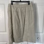 Ellen Tracy  Womens Cream 100% Linen Midi Skirt Size 12 With Side Zipper Photo 1