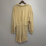 Free People Beach Mini Dress Women Size Large Butter Yellow Long Sleeves Photo 3