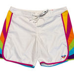 Roxy Vintage SAMPLE White & Rainbow Surf Board Shorts Size 5 Photo 0