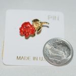 Source Unknown NIP Petite 3/4" Red Rose Gold Tone Cottagecore Casual Tie Tac/Lapel Pin Photo 0