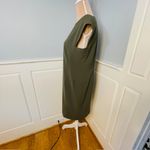 MM.LaFleur Maaza Origami Tech Suiting Dress Olive Green Neutral Office Modest 6 Photo 4