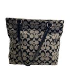 Coach F28504 F1405 Black & Tan Tote Signature Monogramed Canvas & Leather Bag Photo 1
