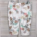 st. john's bay  Stretch Cotton Blend Capris White Floral Print-14P Photo 1