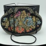 Vintage Black Velvet Small Purse Needlepoint Dark Floral Cottagecore New York Photo 1