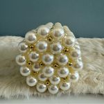 Beaded Faux Pearl Formal Evening Bag Gold Photo 5