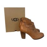 UGG  Charlotte Perforated Tan Leather Cowgirl Ankle Booties Zip Back Sz 7 EU 38 Photo 0