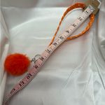 Handmade  Orange and White Polka Dot Wristlet Keychain with Orange Pompom Photo 4