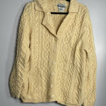 ARAN CRAFTS Cardigan Sweater Small Yellow 100% Wool Ireland Chunky Granniecore Photo 0