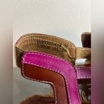 L'ARTISTE Spring Step BohoChic Leather CutOut Leaf Print CorkWedge Sandal Sz 8.5 Red Photo 15