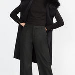 ZARA Woman Luxe Sleeveless Coat Faux Fur Removable Collar Black Small NWOT Photo 0