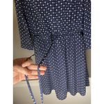 DR2 Dress Womens Medium Blue Polka Dot 3/4 Sleeve Henley Shirt Dress Short Photo 5