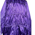 Laura Ashley  Retro Purple Snake Embossed Metallic 80’s Ruffle Jacket Lined Sz L Photo 2