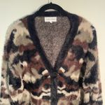 Bella Dahl  Fuzzy Camo Cardigan Sweater XS Extra Small Button Down‎ Brown Black Photo 2