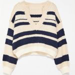 Urban Outfitters  Notched V Neck Striped Sweater Photo 3