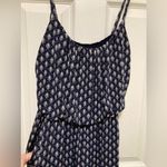 Kaileigh  Navy Blue Diamond Geometric Patterned Wide Leg Sleeveless Jumpsuit Photo 4