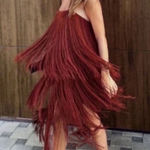 ZARA  Brown/Plum Sleeveless Fringe Midi
Dress (Size Small) Photo 0