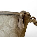 Coach  Corner Zip Wristlet Signature Canvas Beige Leather Trim Photo 3